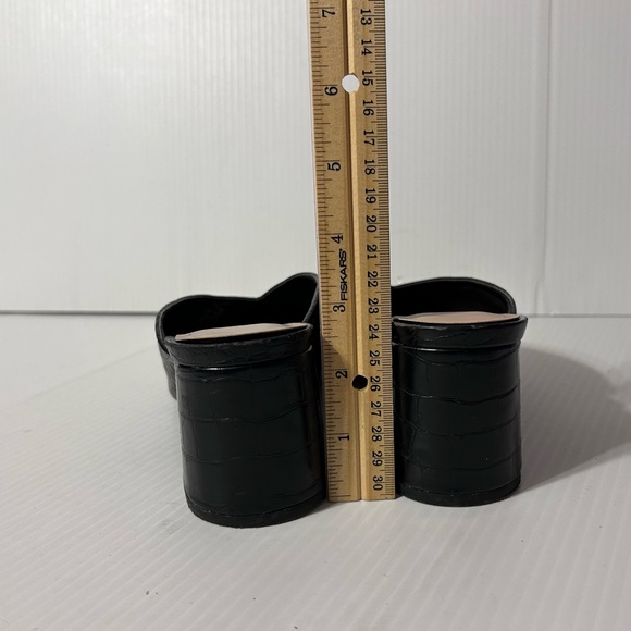 Zara Trafaluc black leather block heel mules shoes women size 39 EU / 8.5 US - Picture 6 of 10